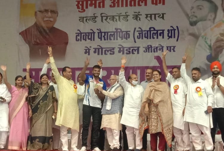 Grand Welcome of Tokyo Paralympic Gold Medalist Sumit Antil in Sonipat