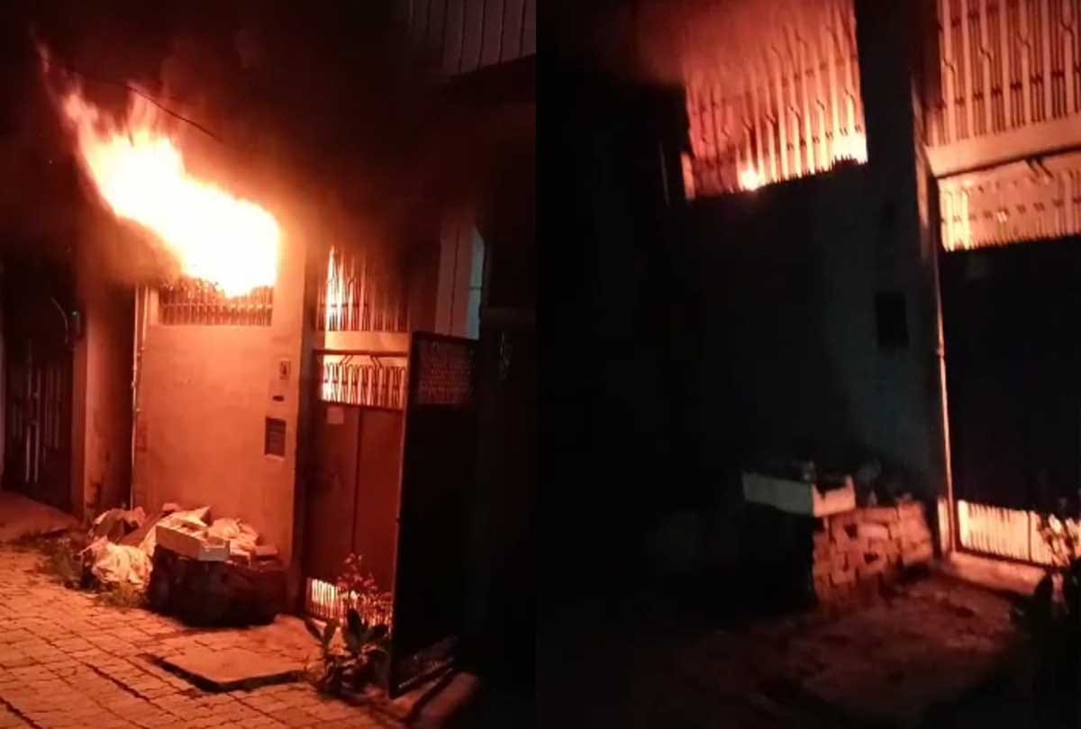 Kanpur: Fire broke out due to short circuit in godown, police and fire brigade controlled after hard work