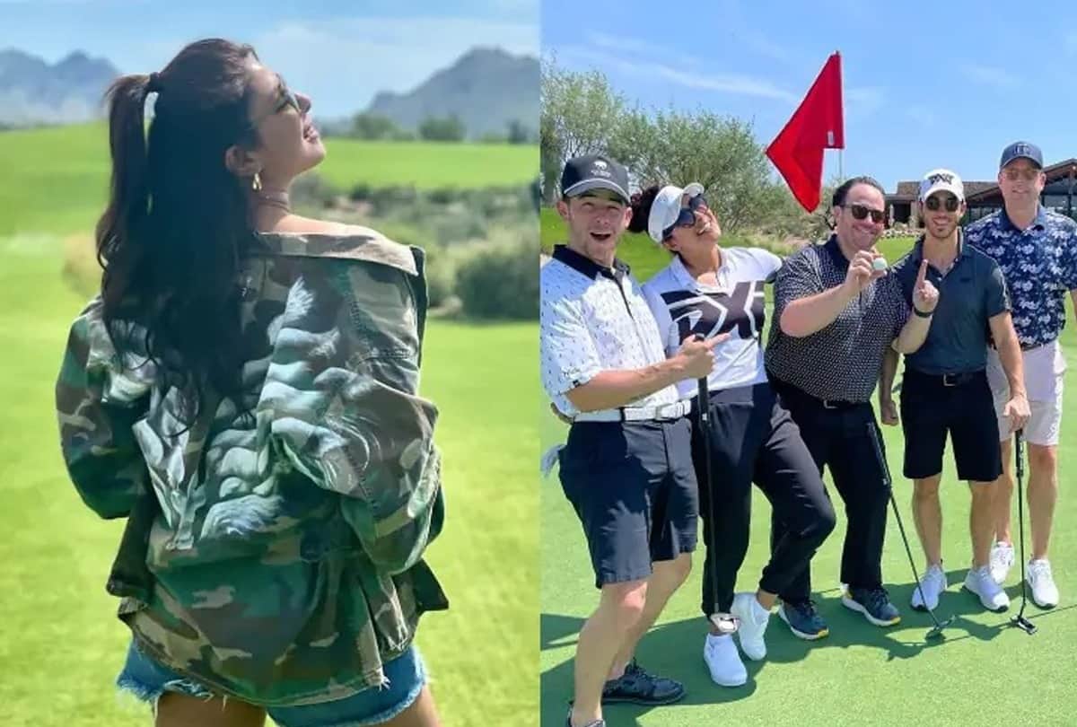 bollywood actress priyanka chopra played golf with husband nick jonas and friends viral photos and video