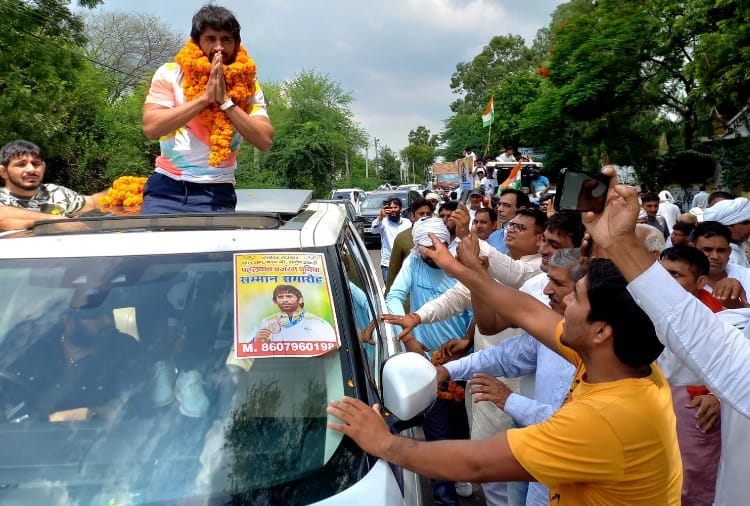 Grand Welcome of Tokyo Olympic medal winner Bajrang Punia in Jhajjar 