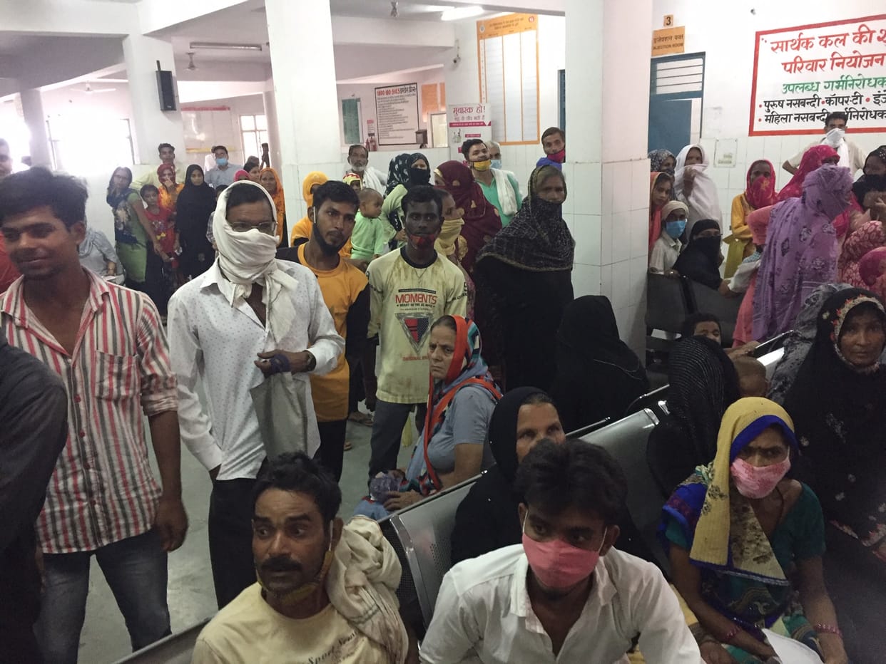 Crowd of patients in district hospital, had to wait for hours