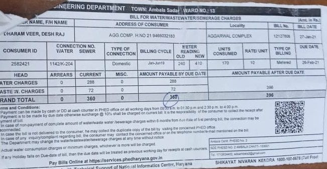 Deed of Public Health Department, two years old water bills sent to 2 thousand consumers with fine