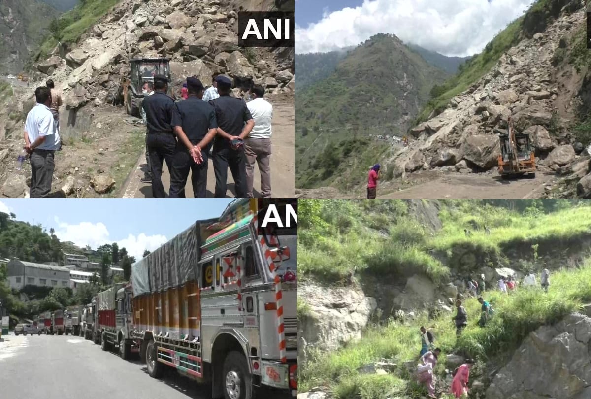 landslide on national highway 5 in kinnaur himachal pradesh