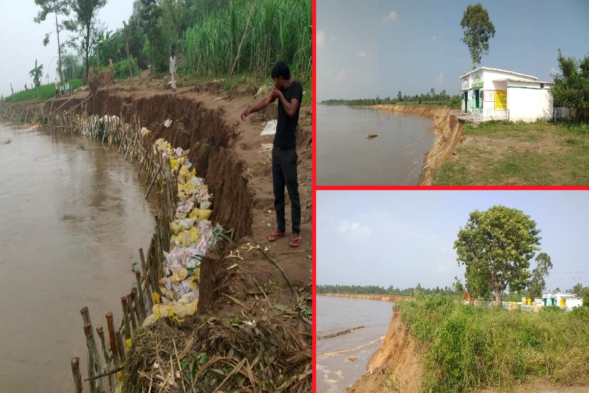 Bijnor: One thousand bigha of land merged in Ganga, primary school also came under water