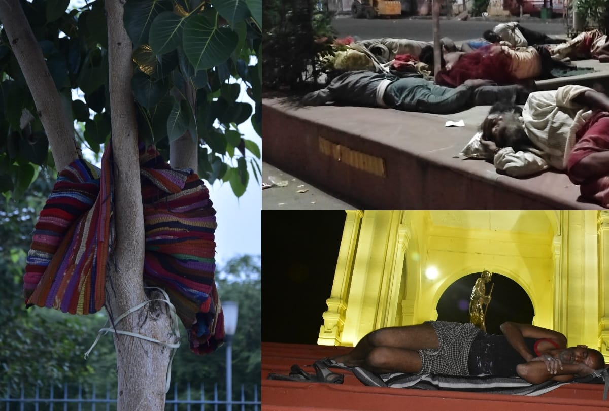 people are sleeping on footpath in Lucknow.