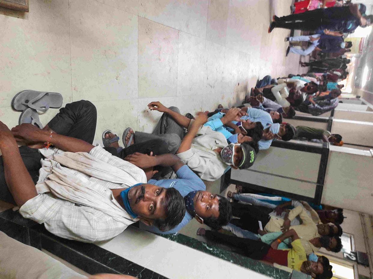 Vaccine arrived late by two hours, people sat on the floor waiting
