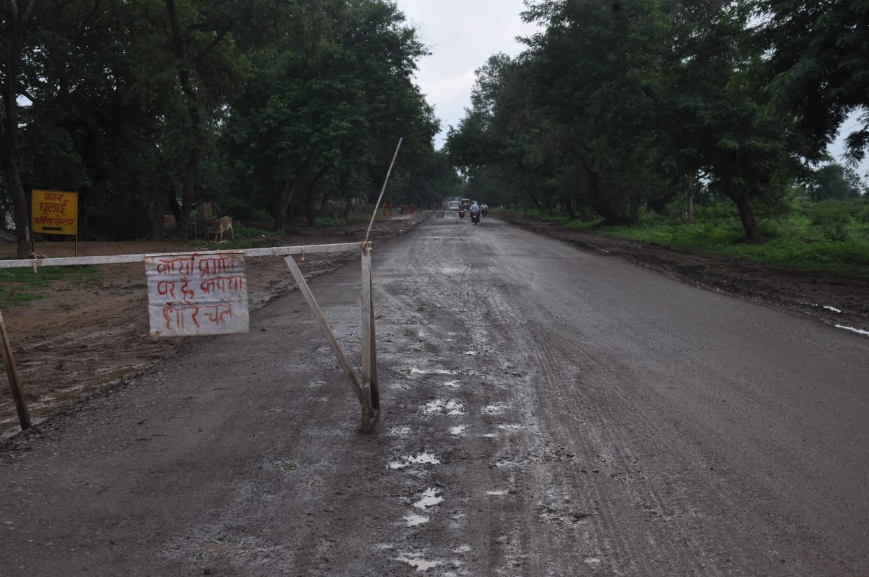 dmaged road contruction begin