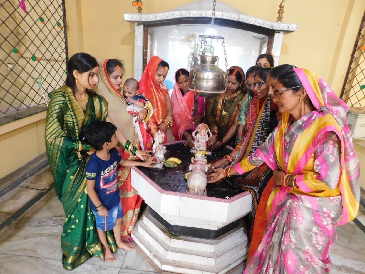 For the long life of the husband, the women kept a Nirjala fast