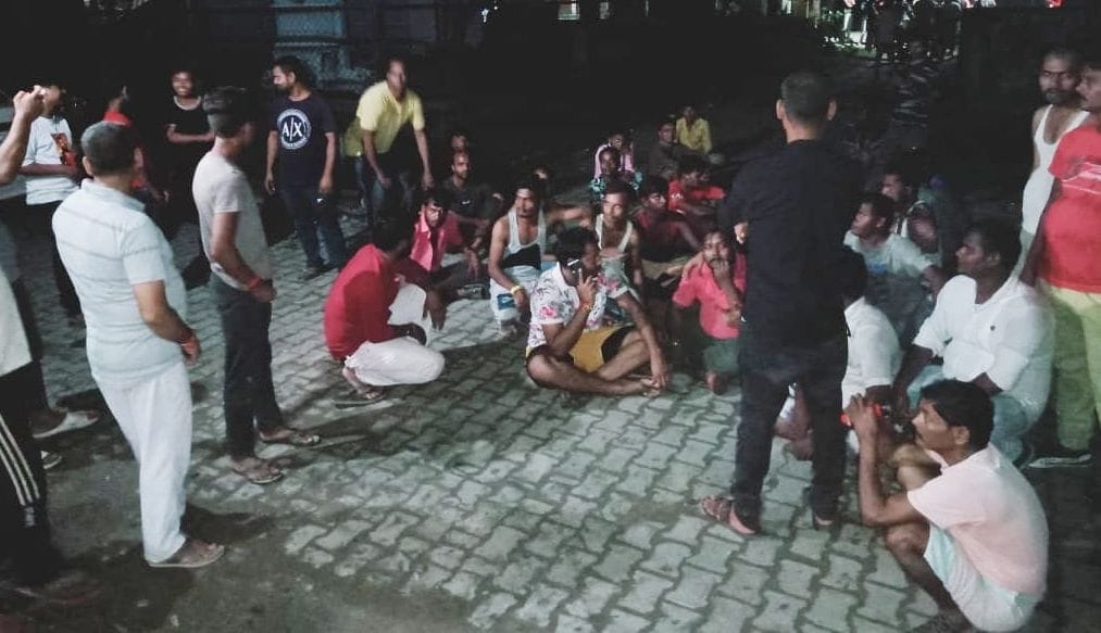 Protest at night against power cut in Etawah