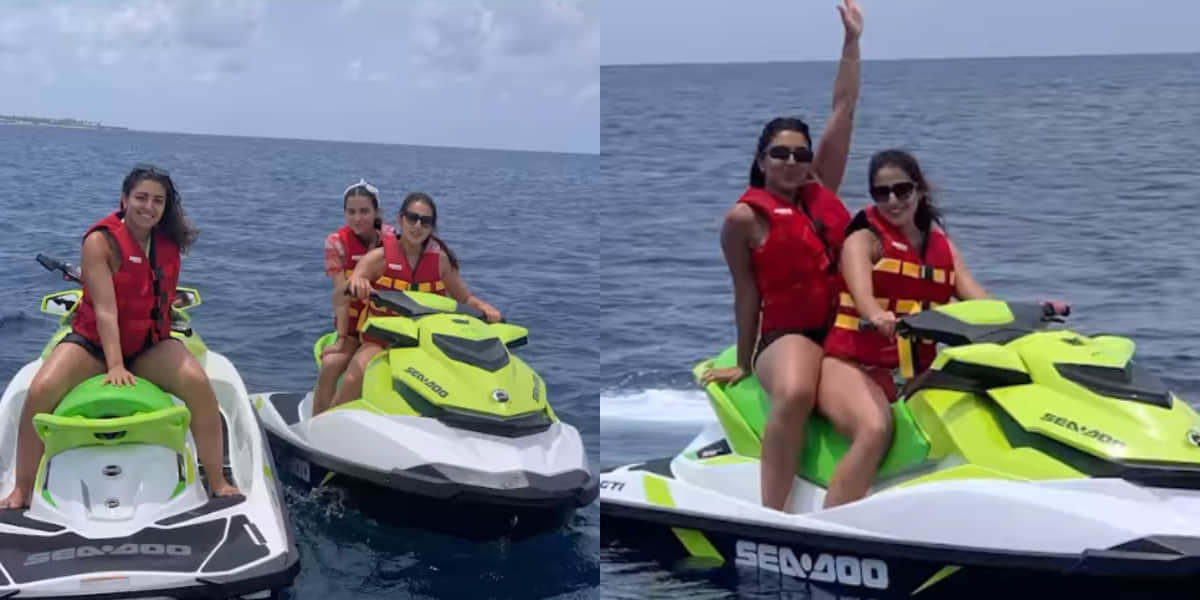 viral video: Sara Ali Khan goes jet skiing with her girl gang in Maldives