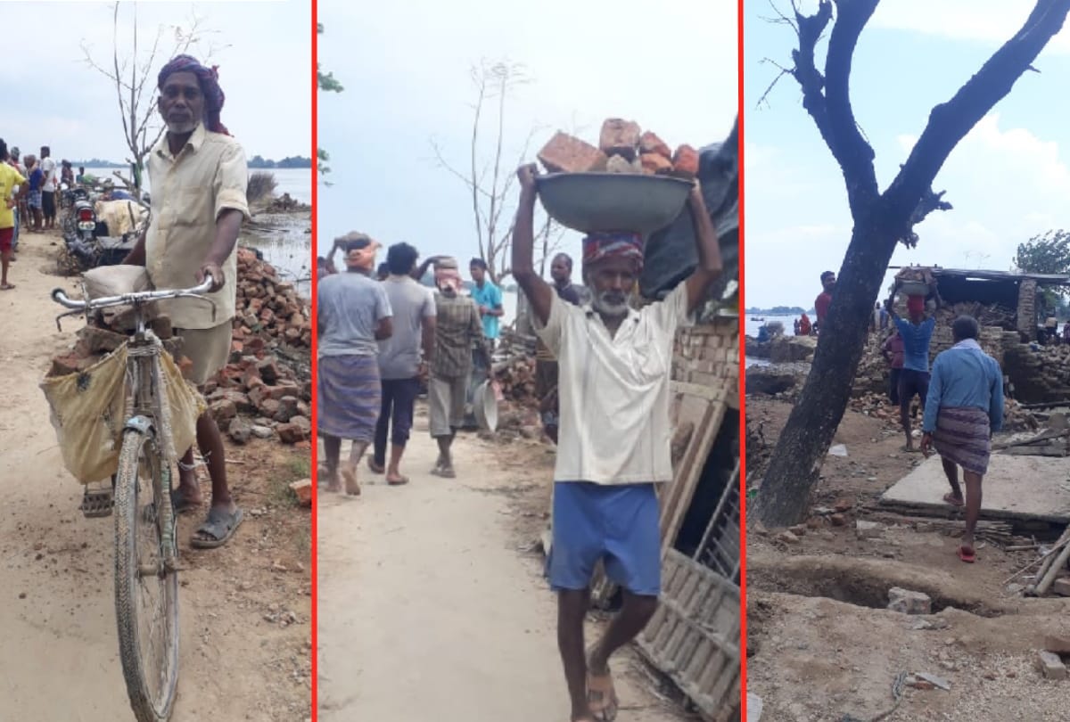 Flood of Gorakhpur collapse of Jagdishpur village due to flood now people will live in Gaighat