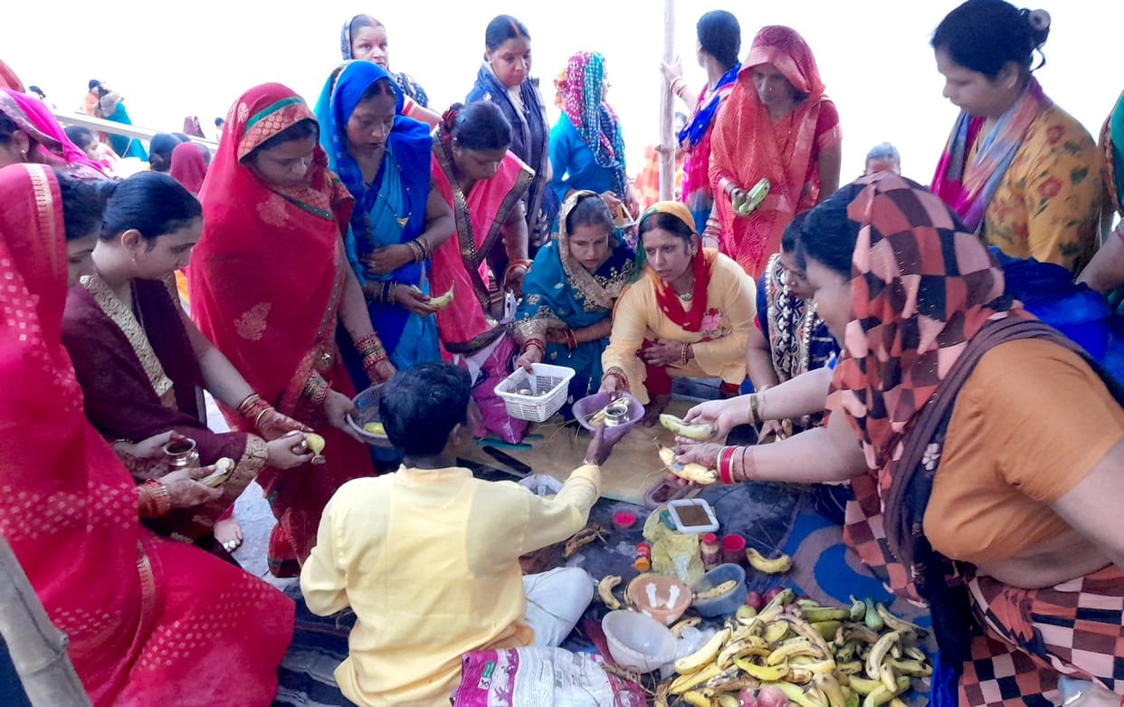 On Teej, a rally of women gathered on the Ganges