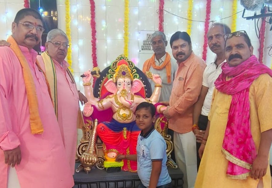 Ganesh idol installed with cheers