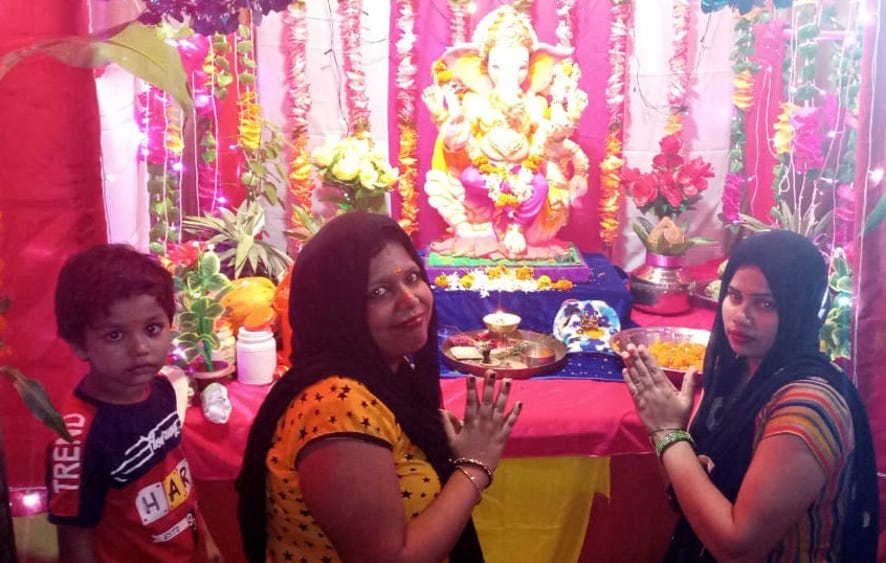 Ganpati procession taken out in village Khairullapur