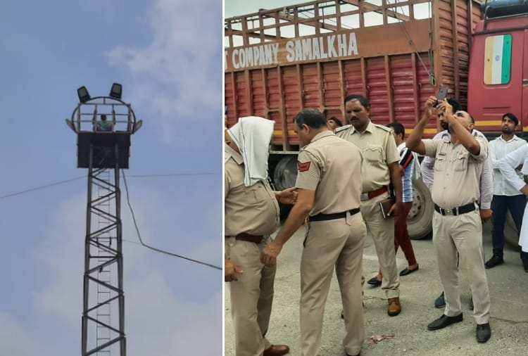 Farmer climbed on tower demanding suspension of Karnal former SDM