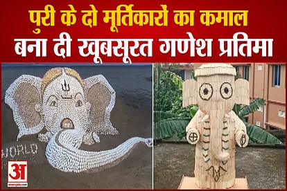 two puri based artist made beautiful ganesha idol using matchsticks and seashells