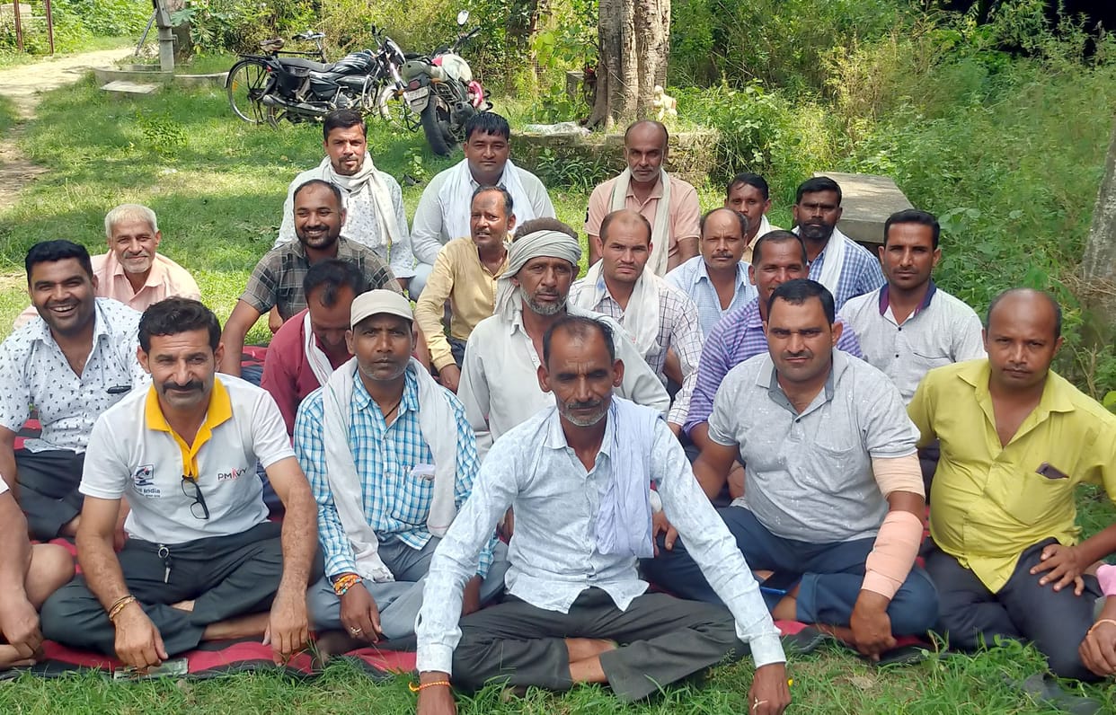 Contract workers sitting on dharna to fulfill their demands