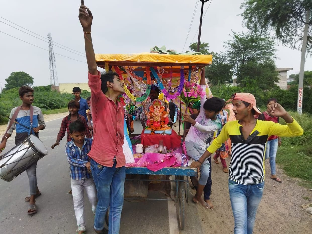 Ganpati, who came from house to house, was welcomed with reverence and enthusiasm