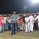 यमुना स्पोर्ट्स कॉम्पलेक्स में क्रिकेट ग्राउंड के नवीनीकरण का उद्धाटन करते सांसद गौतम गंभीर
