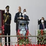 Prayagraj News : इलाहाबाद हाईकोर्ट में आयोजित समारोह में अपना उद्बोधन देते राष्ट्रपति रामनाथ कोविंद।