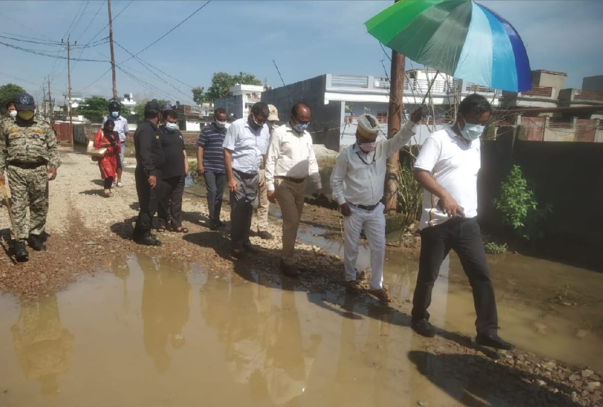 Corporation officials walked in the water along with municipal commissioner