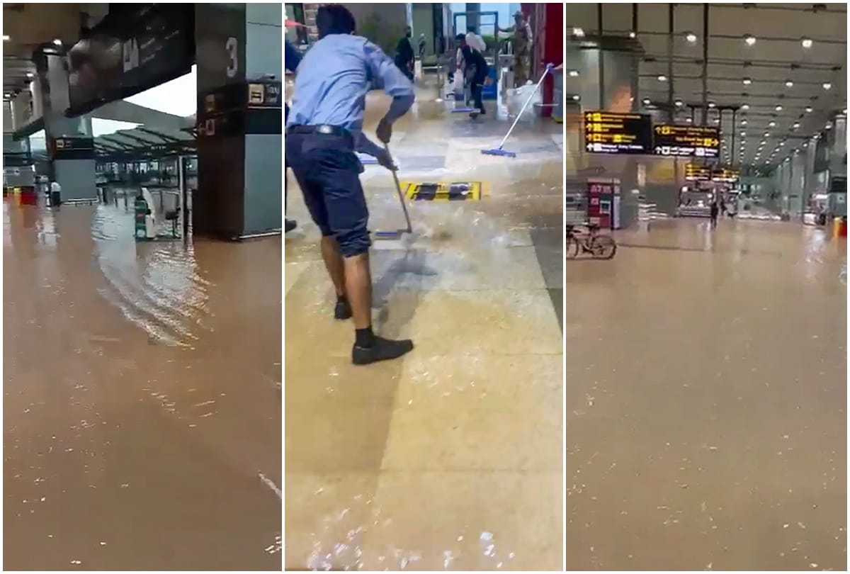Heavy waterlogging at IGI airport many flights diverted due to heavy rainfall in Delhi
