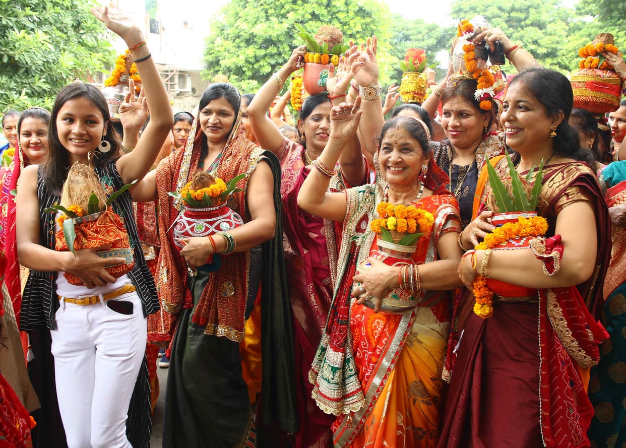 Lambodars are enshrined in pandals and houses, worshiped