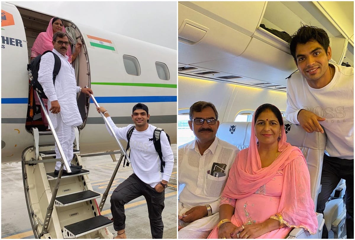 Olympic gold medalist Neeraj Chopras dream comes true as he takes parents on their first flight