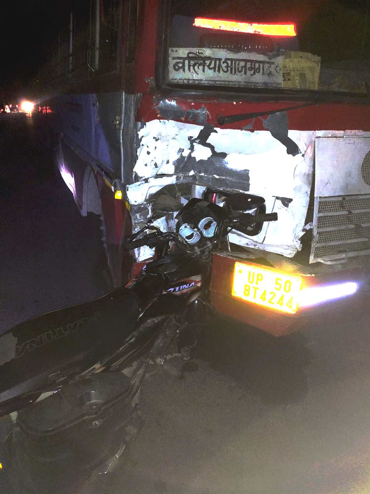 Two youth died in road accident bike collision in roadways bus in ballia