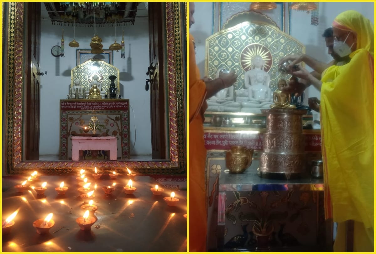 Paryushan Parv 2021 Birthplace of Lord Suparshwanath illuminated with lamps on Garbh Kalyanak in varanasi