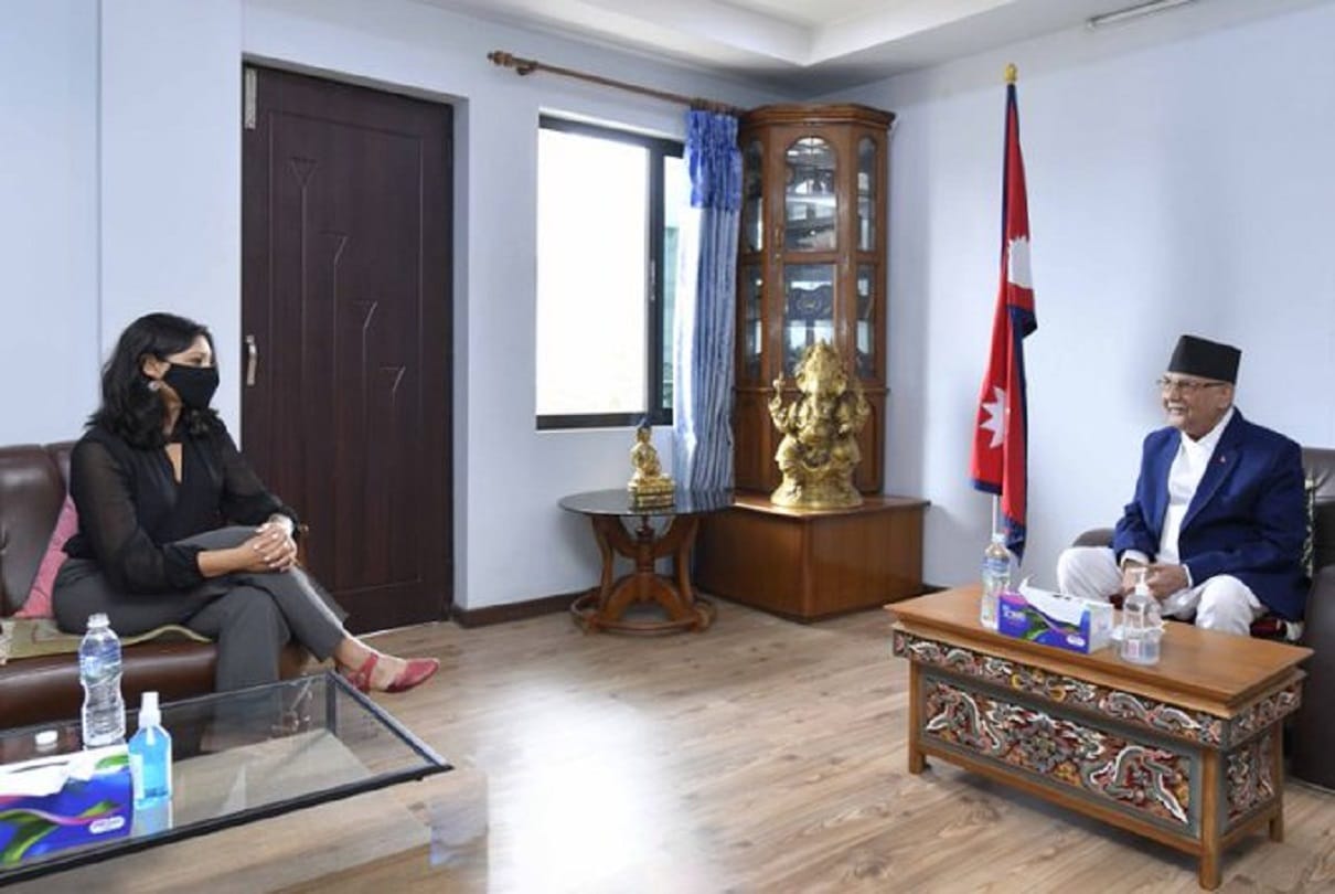 UML sources said, KP sharma Oli assured the US Embassy to cooperate with the government in getting the MCC agreement approved