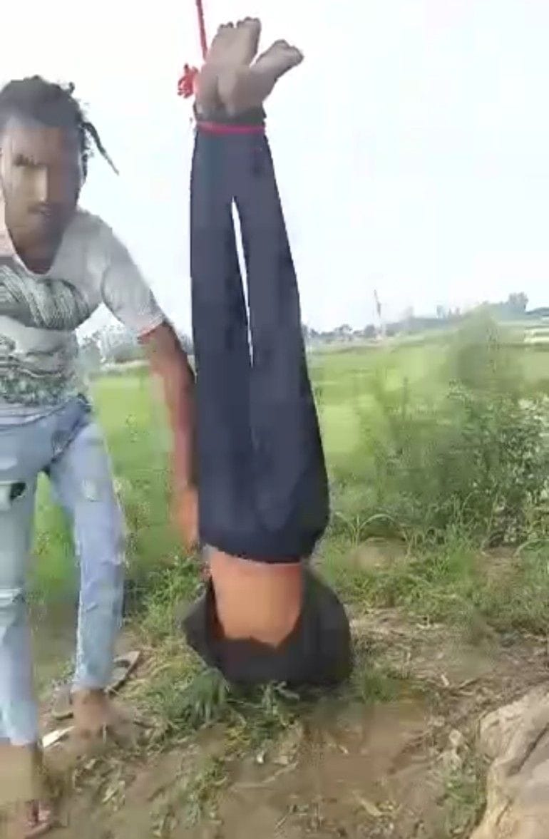 The young man was beaten up in the field by hanging him upside down, the video of the incident went viral