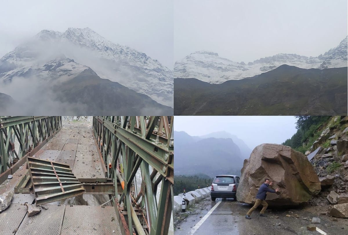 weather update himachal Urni bridge on NH 5 damaged Manali-Leh road closed after snowfall in Kullu