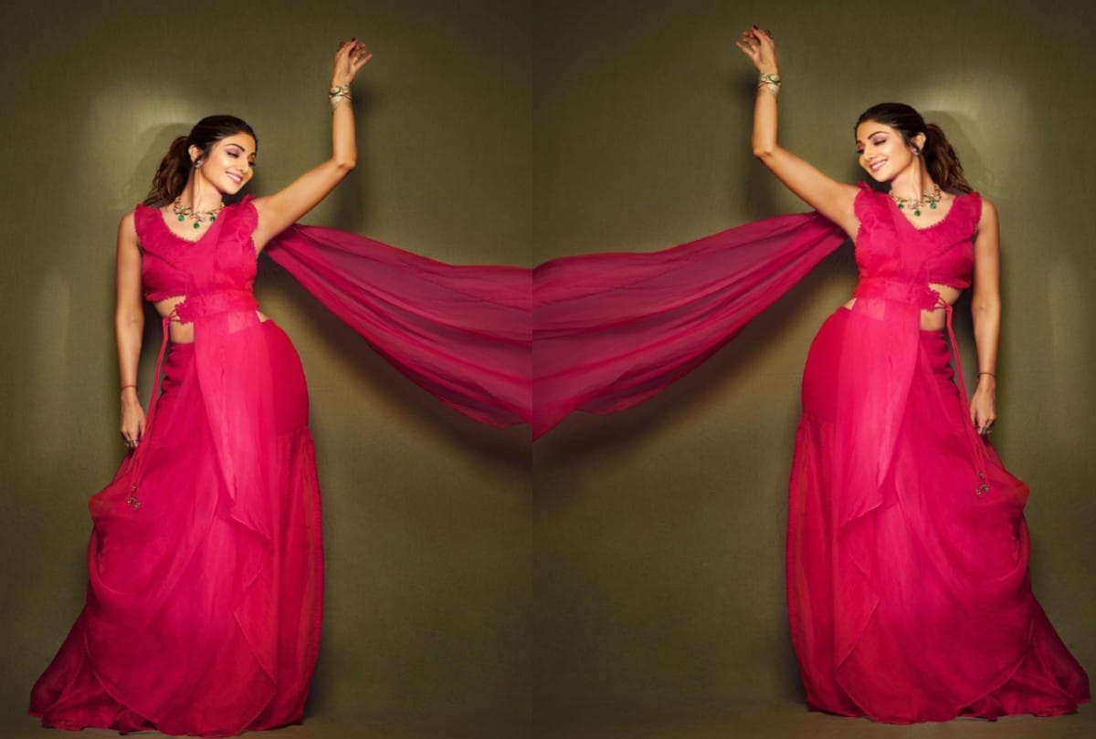 Shilpa Shetty Pink organza saree cost