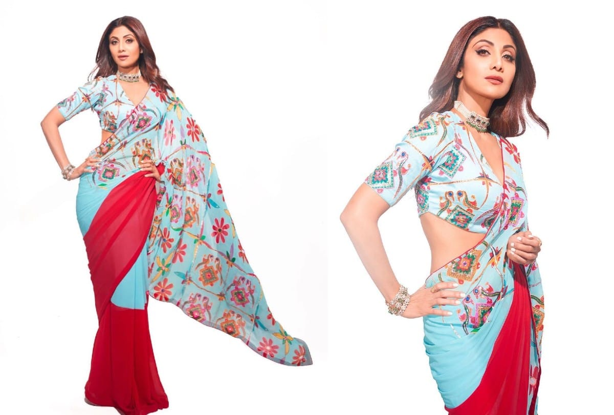 Shilpa Shetty Pink organza saree cost