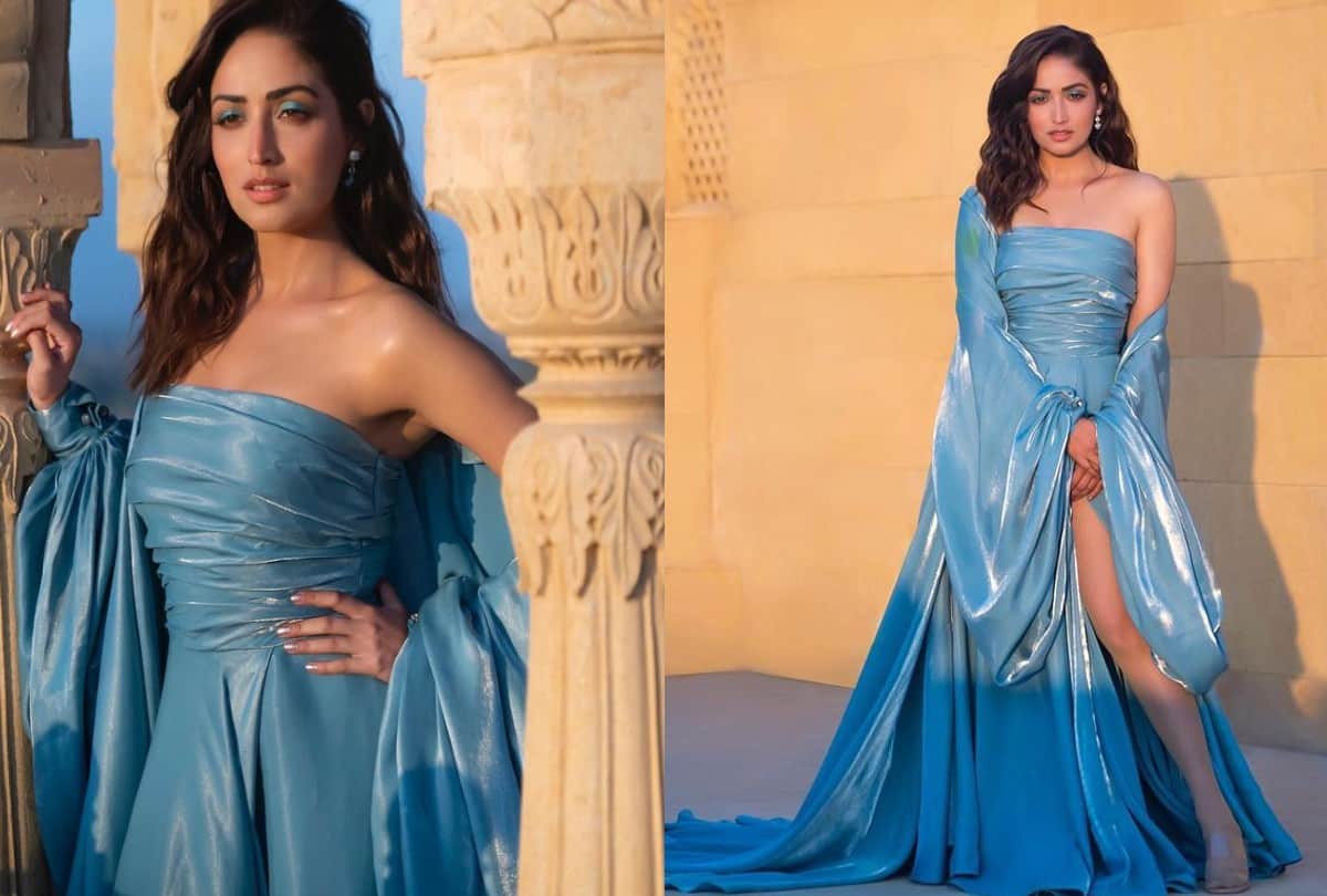 Yami Gautam Styled Blue Dress With matching eye makeup