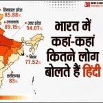 हिंदी का सबसे ज्यादा प्रभाव उत्तर भारत में है।