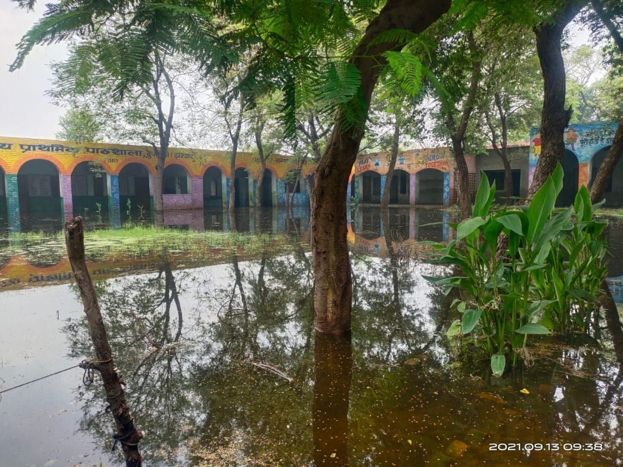 had to leave the government school filled with water