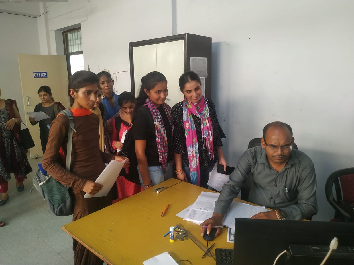Due to the problem in the fee link issued by DHE, the students could not pay the fees on the first day, opted for offline