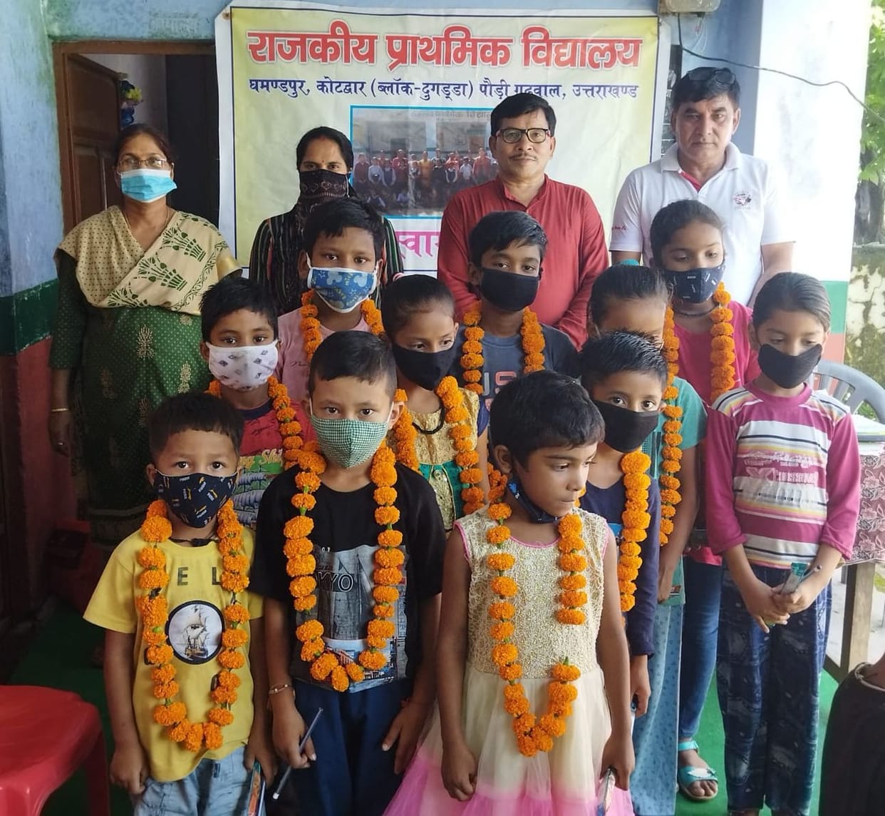 New students were welcomed by applying tilak