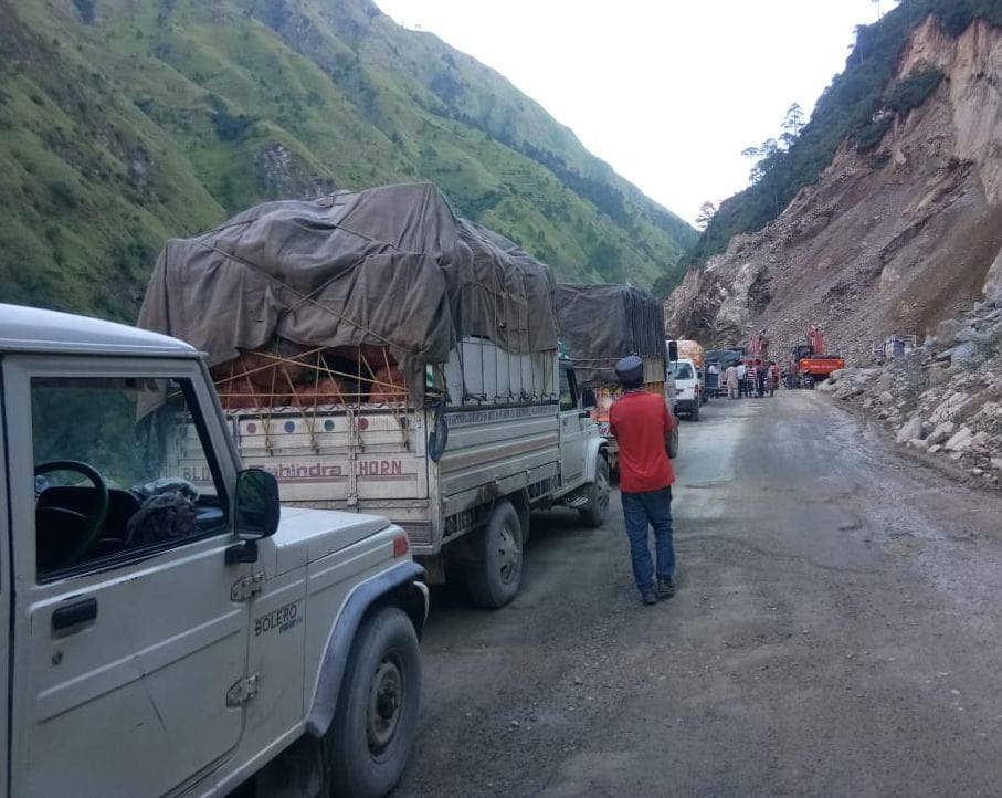 Chandigarh-Manali highway closed due to landslide near Aut
