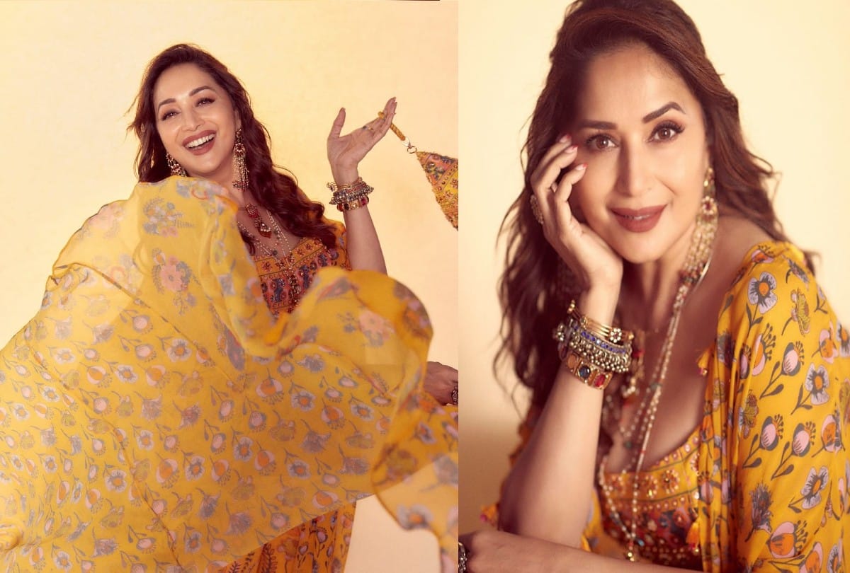 Madhuri Dixit Printed Yellow Dress Price
