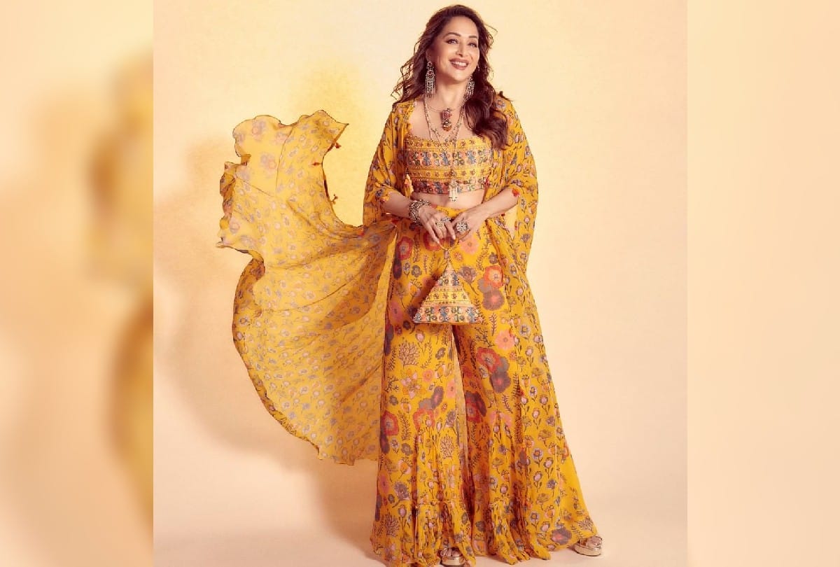 Madhuri Dixit Printed Yellow Dress Price