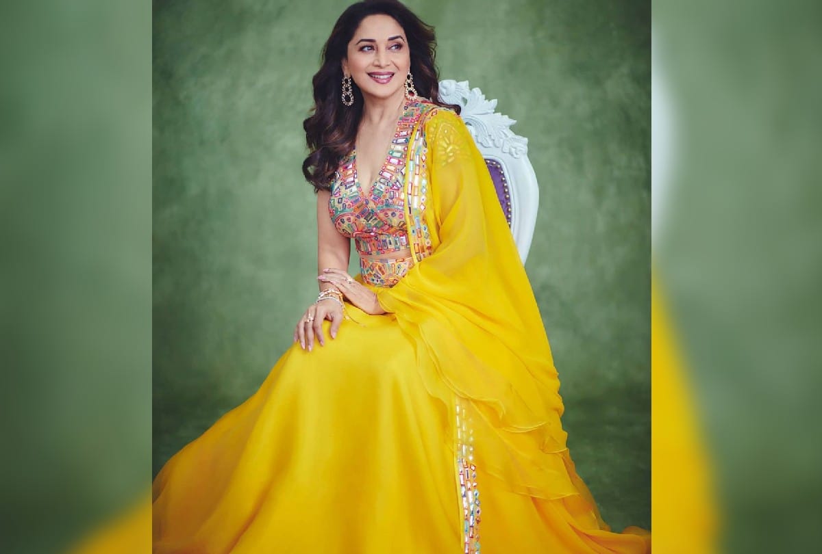 Madhuri Dixit Printed Yellow Dress Price