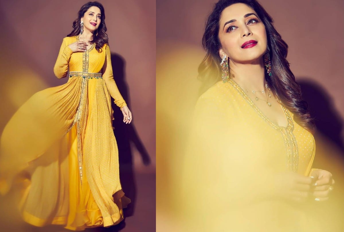Madhuri Dixit Printed Yellow Dress Price
