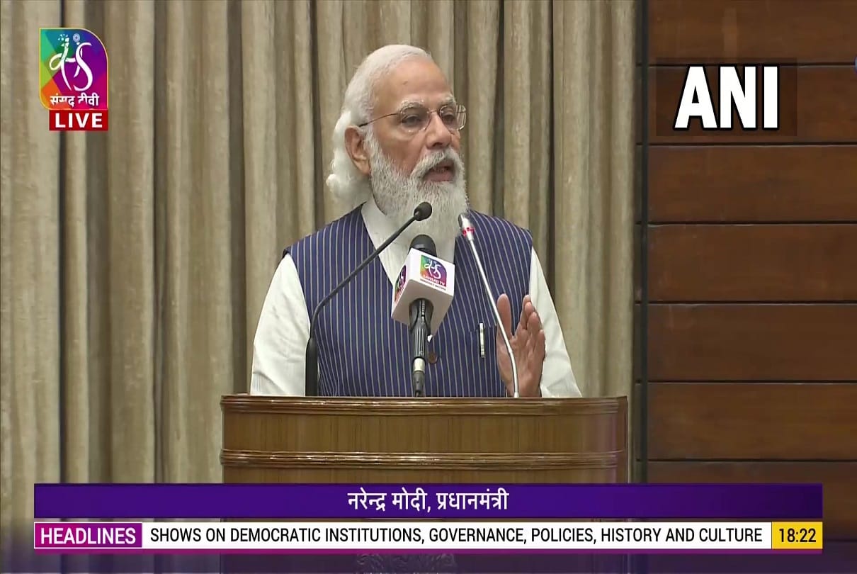 Narendra Modi launched New Channel Sansad TV With venkaiah naidu And Om Birla