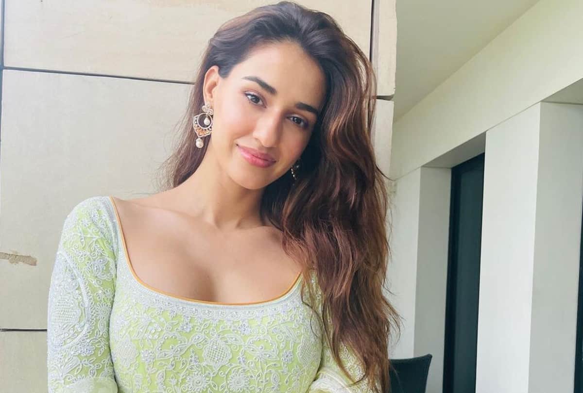 Disha Patani Traditional Look With Lime Green Heavy Anarkali Suit