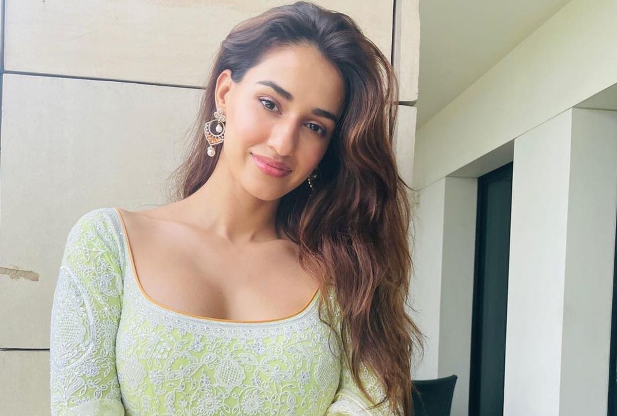Disha Patani Traditional Look With Lime Green Heavy Anarkali Suit