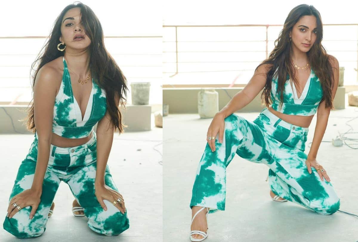 Kiara advani White green printed Bralette tie dye outfits on trend