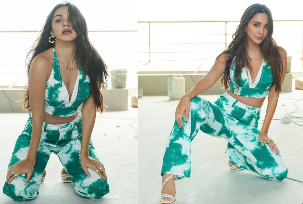 Kiara advani White green printed Bralette tie dye outfits on trend